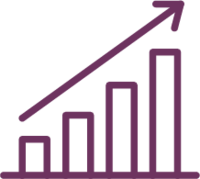 bar graph with arrow pointing up