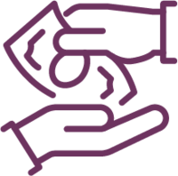 hands exchanging money icon
