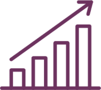 bar graph with arrow pointing up